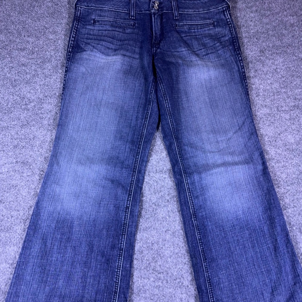 Ariat Denim Trouser Jeans Womens 31L Medium Wash Wide Leg Western Blue - Picture 4 of 12